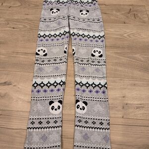 EUC SO Cozy Leggings Grey Purple Pandas Geoprint Leggings Size 7